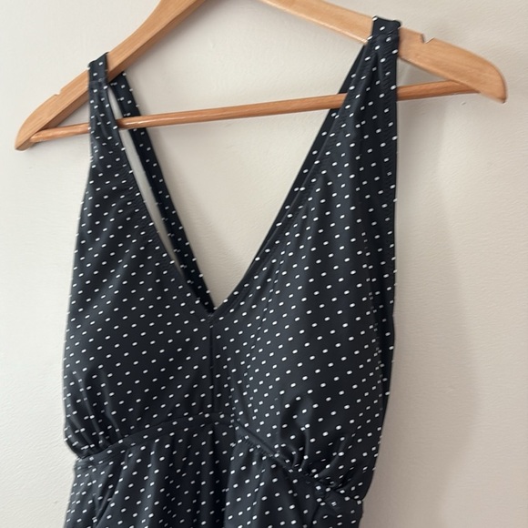 Motherhood Maternity Polka Dot Tie Front Criss Cross One Piece Swimsuit Black L - Picture 5 of 16